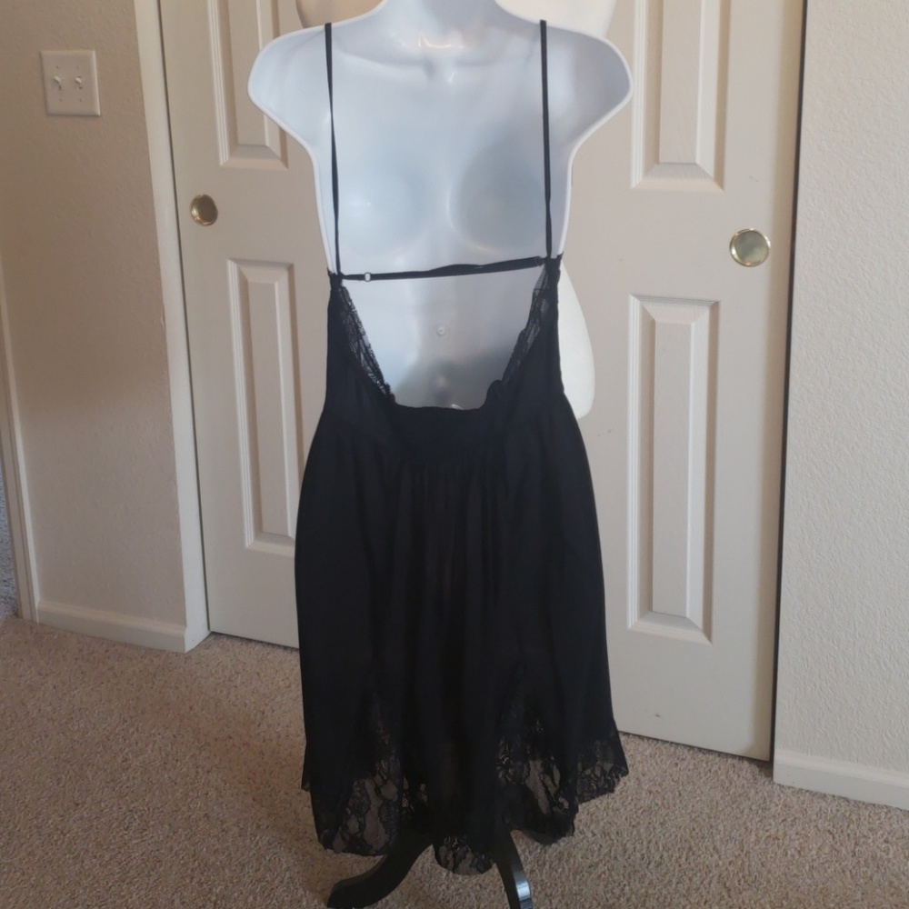 Free People Black Lace Insert Swing Slip Dress Size M - Picture 4 of 8